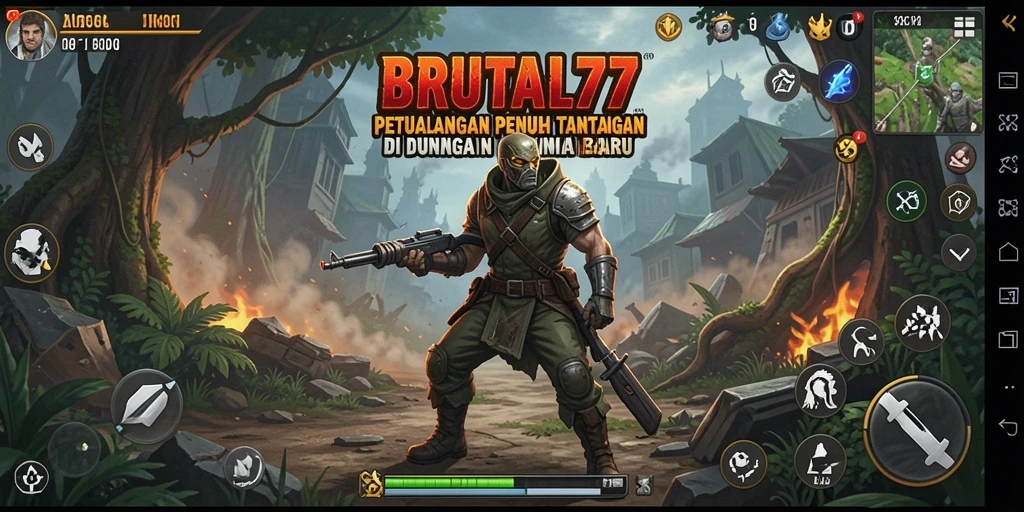 Tampilan gameplay BRUTAL77 yang seru dan menantang.