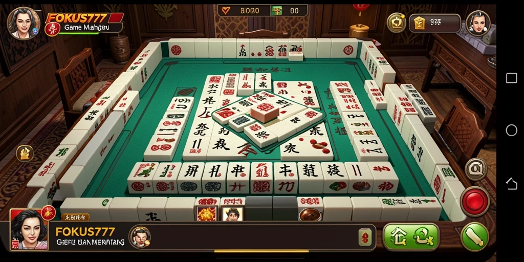 Tampilan gameplay Mahjong yang seru di FOKUS777.