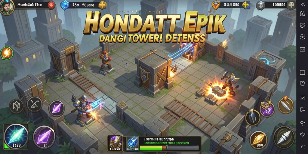 Screenshot gameplay HONDATOTO menampilkan pertahanan heroik melawan gelombang musuh.