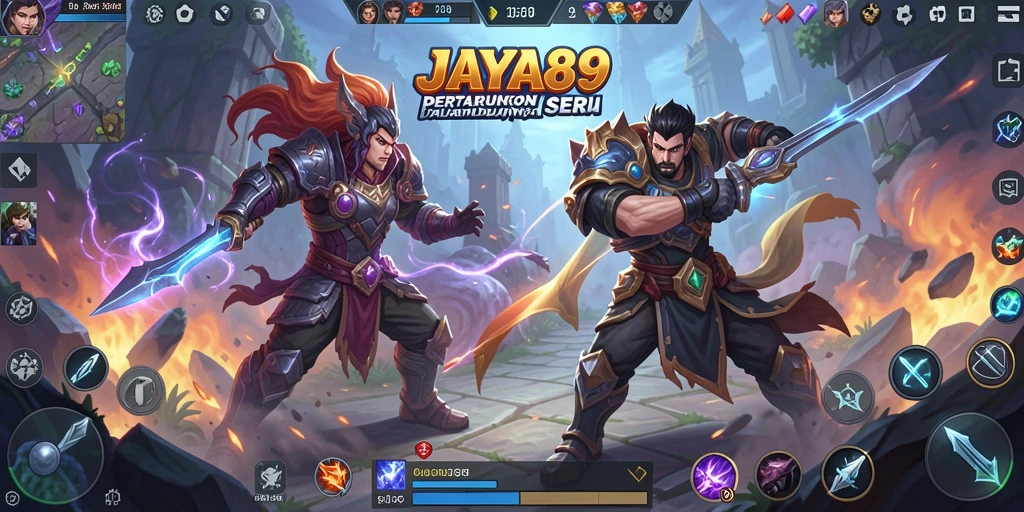Tampilan gameplay menarik dari JAYA89 dengan aksi MOBA yang intens.