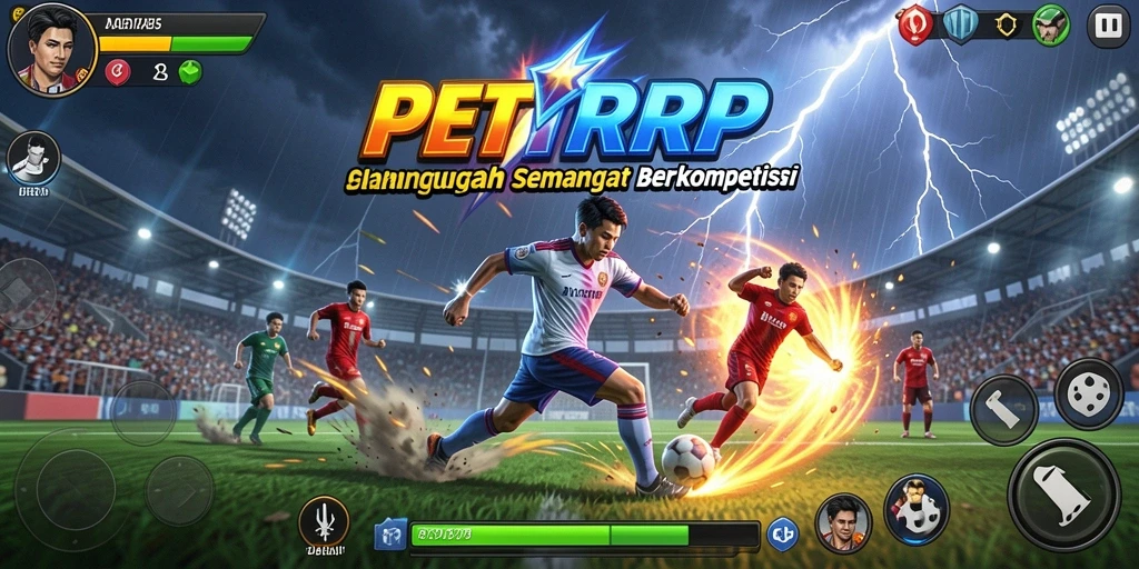 Screenshot permainan PETIRRP yang menunjukkan aksi olahraga yang mendebarkan.